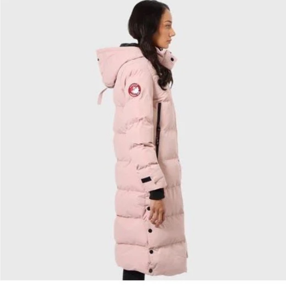 Canada weather gear Long Hooded Puffer Coat in Blush Pink - Picture 3 of 15